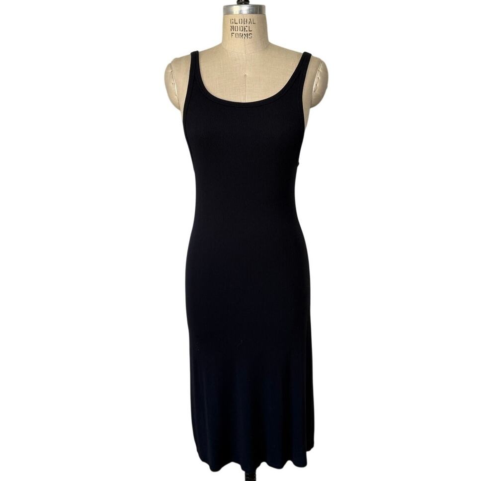 Wilfred Free Ribbed Black Midi Tank Dress Size Medium Bodycon Basic